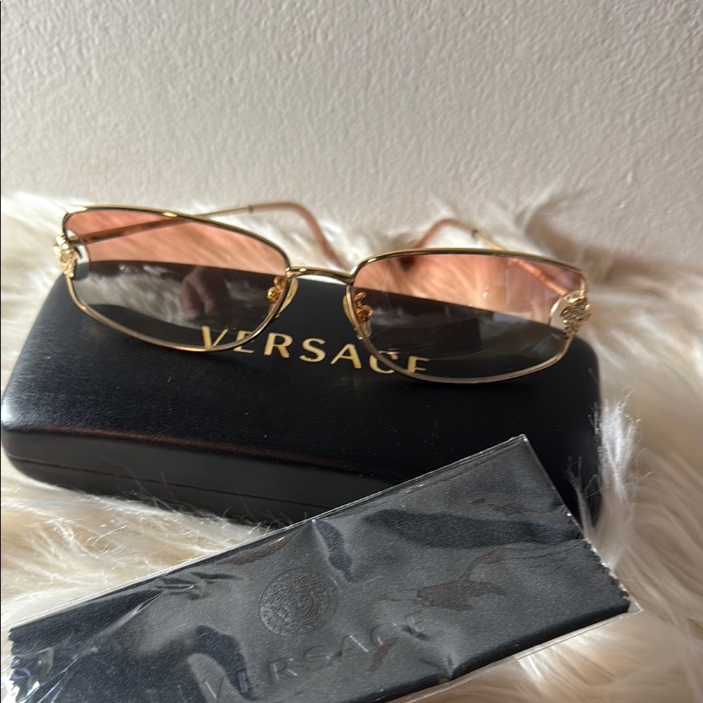 Versace Gold and Pink Sunglasses Luxury Accessories